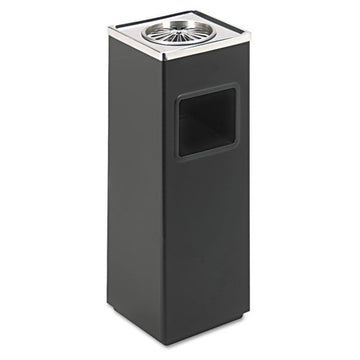 Safco® Ash 'n Trash Sandless Urn, Square, Stainless Steel, 3 Gal, Black-chrome freeshipping - TVN Wholesale